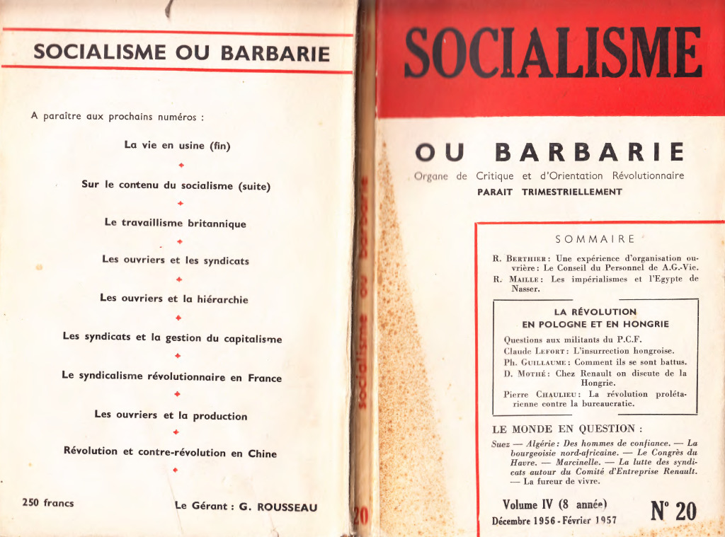 Socialisme Ou Barbarie Pdf