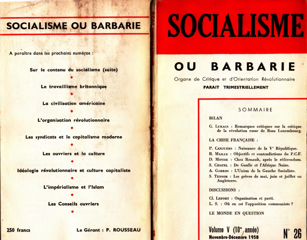 socialisme ou barbarie pdf