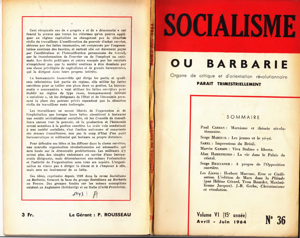 Socialisme ou Barbarie - NO. 36